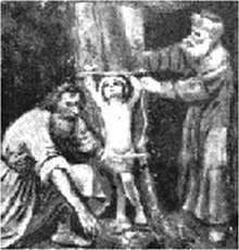 Infant Martyr - a depiction of ritual murder of a baby by Jews in Trent, Italy, 1475 Infant Martyr - a depiction of ritual murder of a baby by Jews in Trent, Italy, 1475