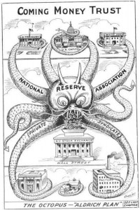 A 1912 depiction of the "Aldrich Plan" which was mostly implemented in the Federal Reserve Act. 